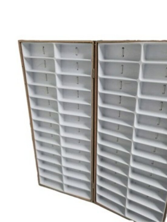 Vintage Folding Optical Sales Rep Display Case 144 Slot Eyeglass Sunglasses Wood main image 11